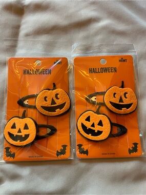 Mint Orange Pumpkin Jack-O'-Lantern Hair Clips - 4-Pack
